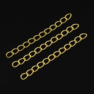 Prodlužovací řetízek, zlatý, 5 cm, 6 ks
