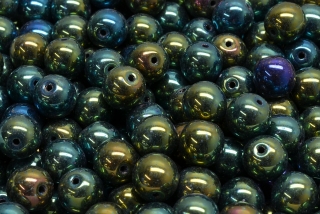 Mačkané kuličky, 8 mm, fialová, duhový pokov, 10 ks