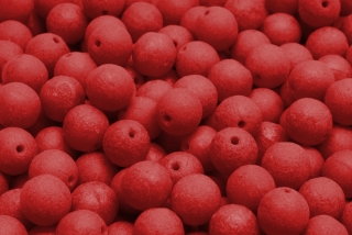 Mačkané kuličky, 8 mm, červená, lept, 10 ks