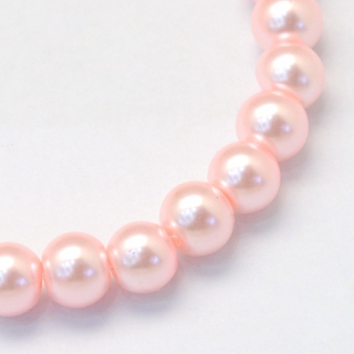 Voskované perly, růžová, 6 mm, 30 ks 