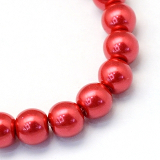 Voskované perly, karmínová, 10 mm, 20 ks 