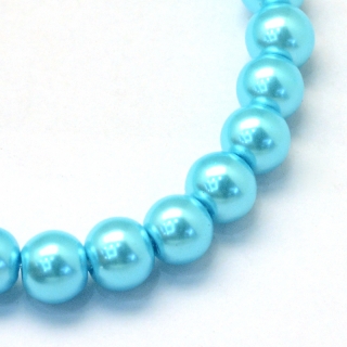 Voskované perly, azurová, 4 mm, 40 ks 