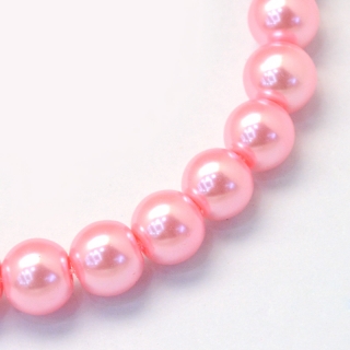 Voskované perly, růžová, 6 mm, 30 ks 
