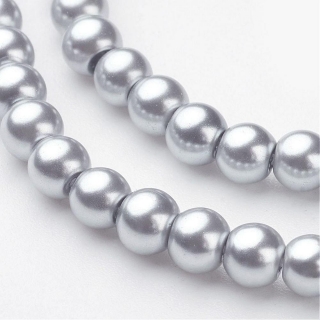 Voskované perly, stříbrná, 8 mm, 20 ks 