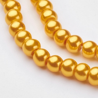 Voskované perly, zlatá, 4 mm, 40 ks 