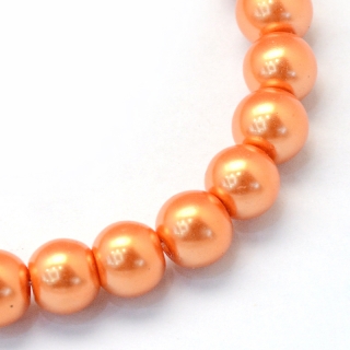Voskované perly, oranžová tmavá, 8 mm, 20 ks 