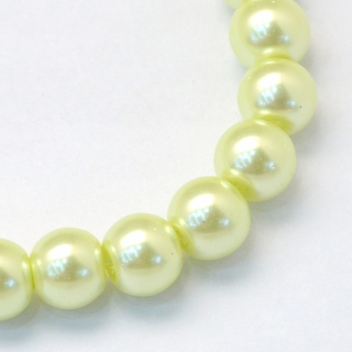 Voskované perly, žluto zelená, 8 mm, 20 ks 