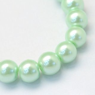 Voskované perly, světle zelená, 8 mm, 20 ks 