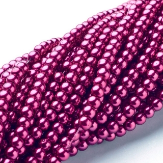 Voskované perly, fialovo růžová, 12 mm, 15 ks 