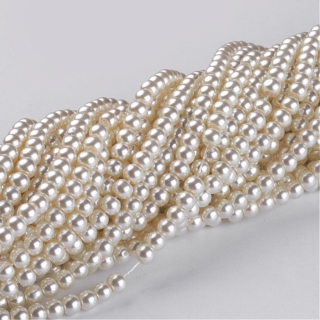 Voskované perly, krémově bílá, 4 mm, 40 ks 