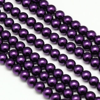 Voskované perly, fialová, 8 mm, 20 ks 
