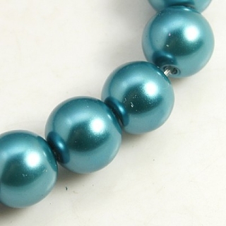 Voskované perly, tyrkysová, 12 mm, 15 ks 