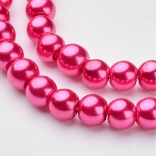 Voskované perly, sytě růžová, 6 mm, 30 ks 