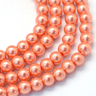 Voskované perly, oranžová, 12 mm, 15 ks 
