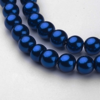 Voskované perly, středně modrá, 10 mm, 20 ks 