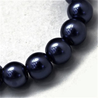Voskované perly, tmavě modrá, 6 mm, 30 ks 