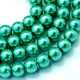 Voskované perly, tyrkysové, 6 mm, 30 ks 