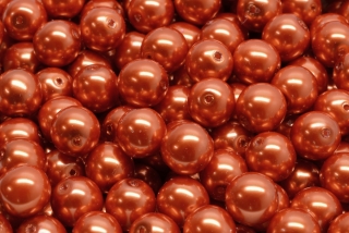 Voskované perly, oranžová, 6 mm, 20 ks 
