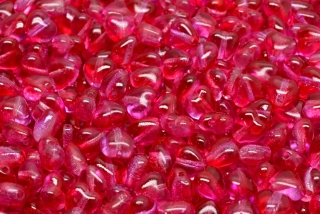 Srdíčka, 6 x 6 mm, růžovo-fuchsiová, 20 ks