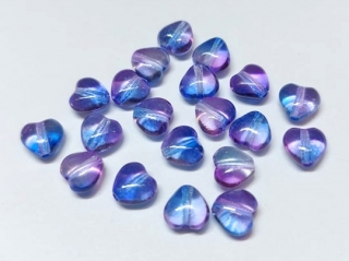 Srdíčka, 6 x 6 mm, modro-fialová, 20 ks