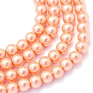 Voskované perly, světlá oranžová, 4 mm, 40 ks 