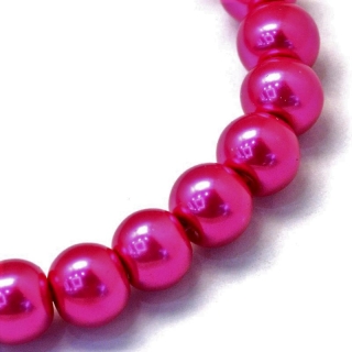 Voskované perly, červeno růžová, 4 mm, 40 ks 