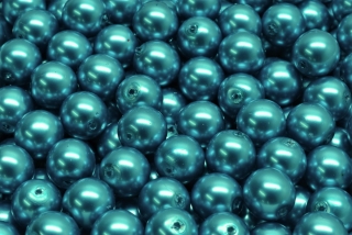Voskované perly, tyrkysová, 10 mm, 10 ks 