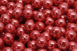 Voskované perly, červená, 10 mm, 10 ks 