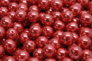 Voskované perly, červená, 8 mm, 20 ks 