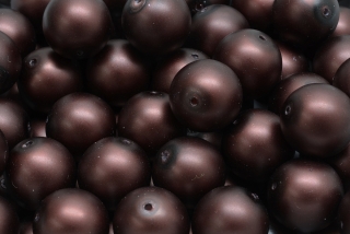 Voskované perly saténové, hnědá, 12 mm, 6 ks 
