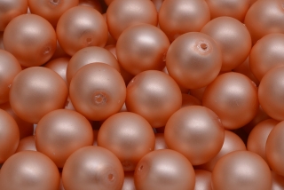 Voskované perly saténové, meruňková, 12 mm, 6 ks 