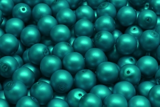Voskované perly saténové, tyrkysová, 12 mm, 6 ks 