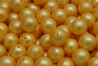 Voskované perly saténové, žlutá, 10 mm, 10 ks 