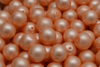 Voskované perly saténové, meruňková, 10 mm, 10 ks 