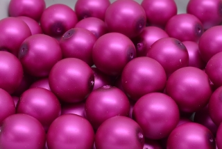 Voskované perly saténové, tmavě růžová, 10 mm, 10 ks 