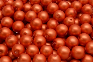 Voskované perly saténové, tmavě oranžová, 8 mm, 14 ks 