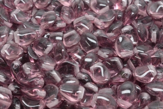 Okvětní lístky - Tulip petal beads, 4 x 6 mm, fialová průhledná, 20 ks