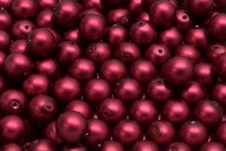 Voskované perly saténové, rubínová, 8 mm, 14 ks 