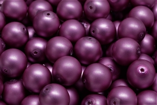 Voskované perly saténové, světle fialová, 8 mm, 14 ks 