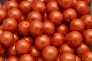 Voskované perly saténové, tmavě oranžová, 6 mm, 20 ks 