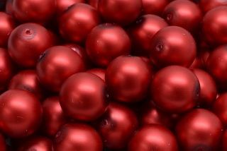Voskované perly saténové, červená, 6 mm, 20 ks 