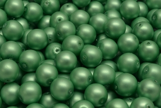 Voskované perly saténové, zelená, 6 mm, 20 ks 
