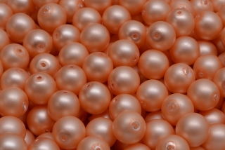 Voskované perly saténové, meruňková, 6 mm, 20 ks 