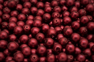 Voskované perly saténové, tmavě červená, 6 mm, 20 ks 