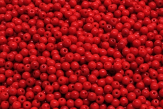 Mačkané kuličky, 3 mm, červená, 5 gr