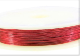 Ocelové bižuterní lanko, tmavě červená, 0,45 mm, 5 m