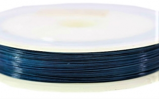 Ocelové bižuterní lanko, modré, 0,45 mm, 5 m