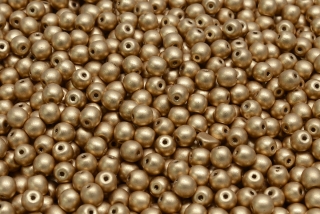Mačkané kuličky, 4 mm, zlatá, mat, vosk, 70 ks