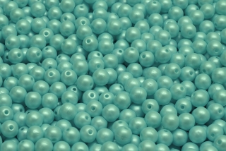 Mačkané kuličky, 4 mm, světle modrá, mat, vosk, 50 ks