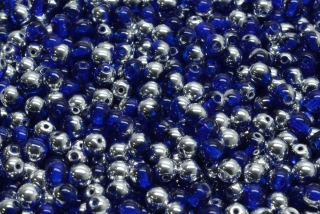Mačkané kuličky, 4 mm, modro stříbrná, 50 ks
